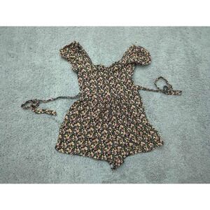 American Eagle Romper Womens‎ Small Floral Smocked Waist Tie Boho
